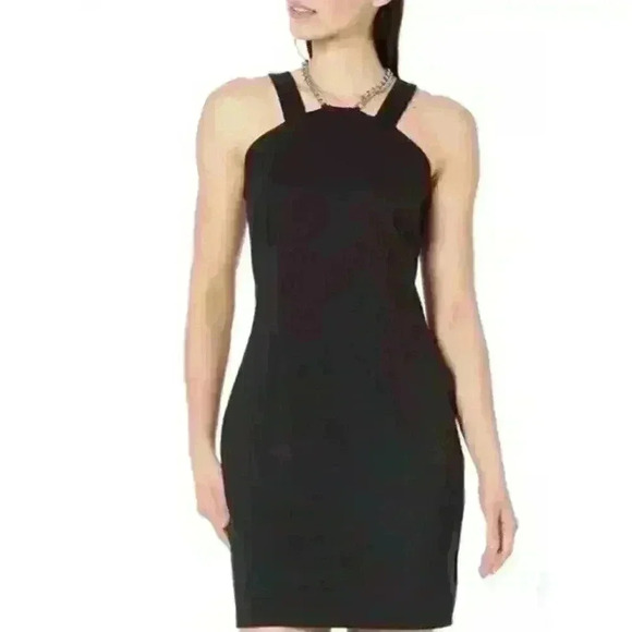 MICHAEL KORS Women’s Black Chain Sleeveless Sheath Dress NWT 140$ Size M - Picture 2 of 8
